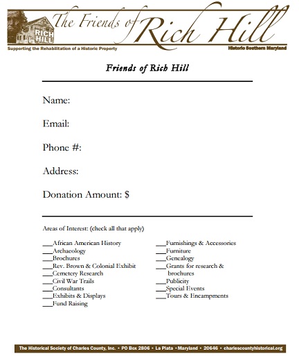 Rich Hill Donation Form image
