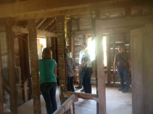 Site visit with the Maryland Historical Trust to examine the recently revealed 18th century framing.